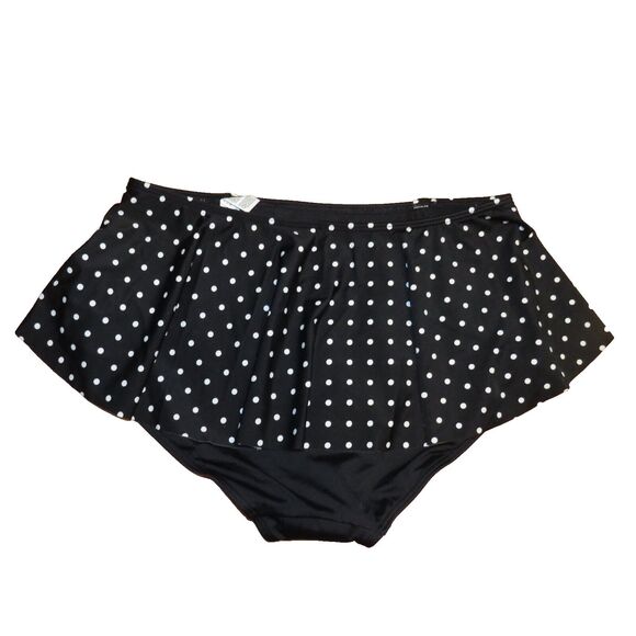 Spanx Black And White Polka Dot Flirty Skirted Shaping Swim Bottoms Size 16 - Picture 8 of 12
